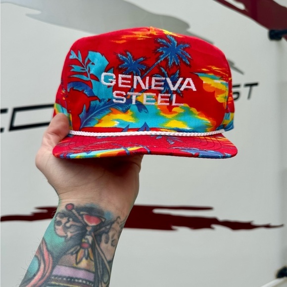 Reclaimed Vintage Other - Red vintage trucker hat aop 70s 80s Tropical Cap